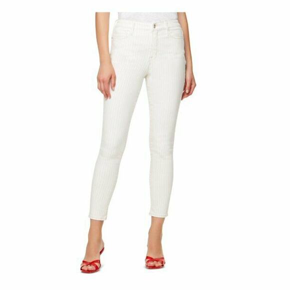 Sanctuary Women High-Rise Stripe Ankle Length Skinny Jeans White Size 27,$89 NWT - Picture 1 of 6